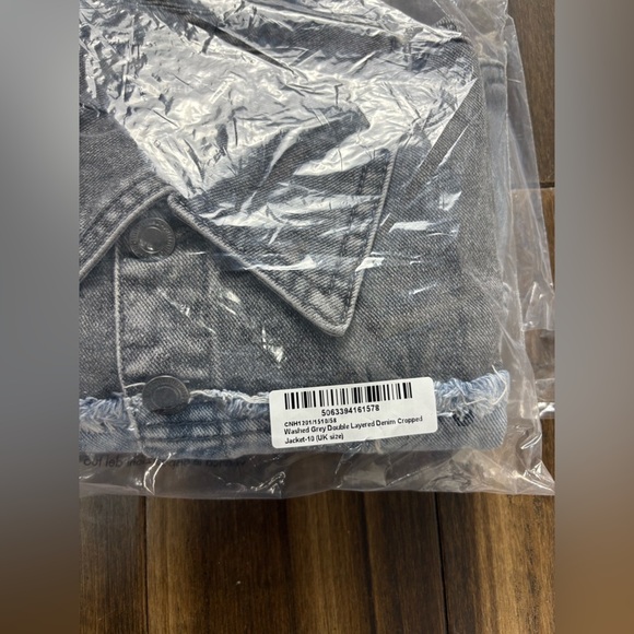 NWT PLT Washed Grey Double Layered Denim Cropped Jacket y2k - Picture 6 of 6